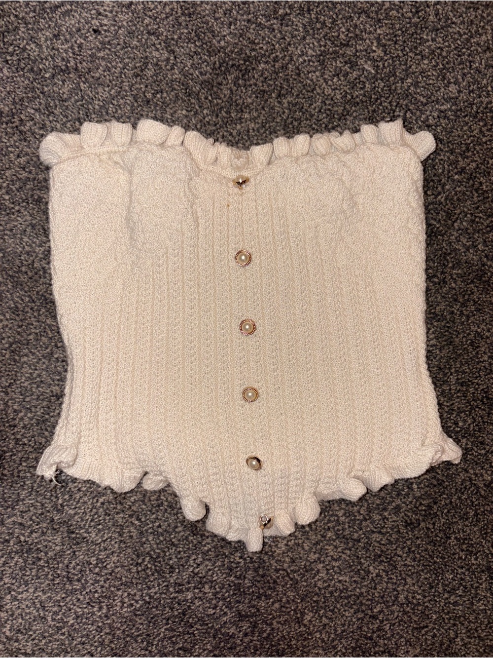 Cream Knit Button-Front Women’s Sweater Top